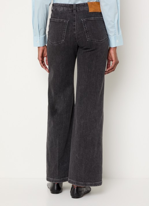Benetton High waist wide fit pantalon met steekzakken - achterkant zwart