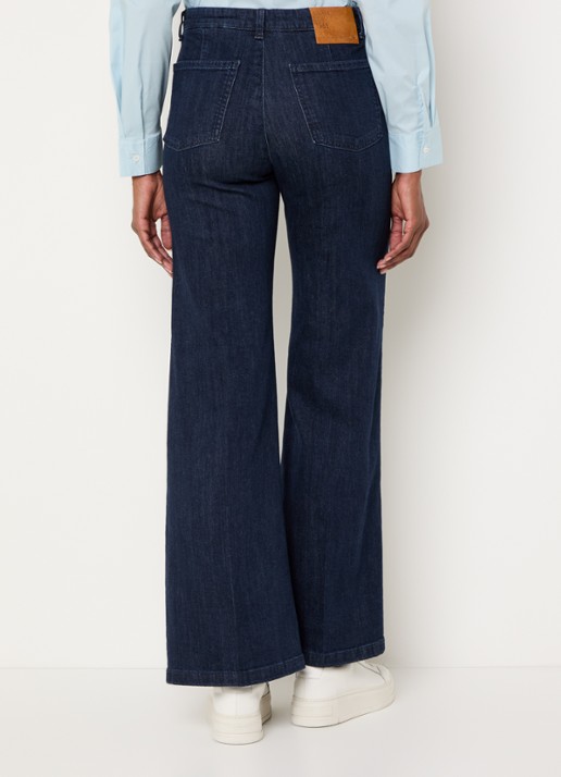Benetton High waist wide fit pantalon met steekzakken - achterkant 4 indigo