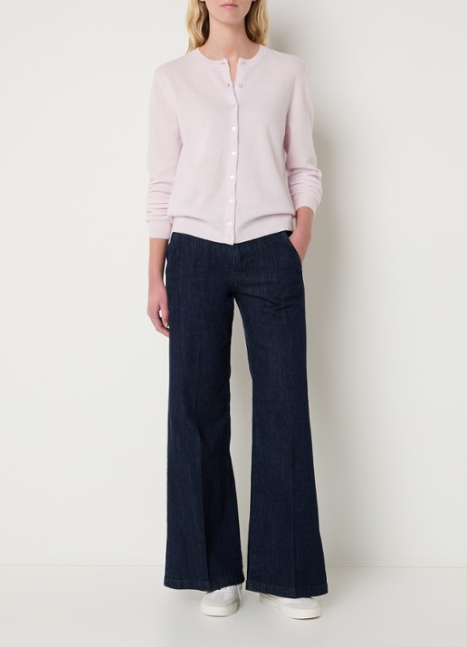 Benetton High waist wide fit pantalon met steekzakken - voorkant 2 staalblauw