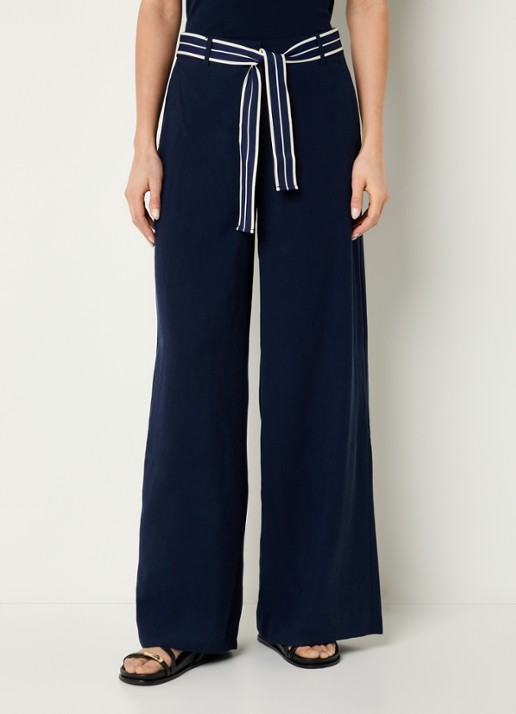 Benetton High waist wide fit pantalon met strickceintuur