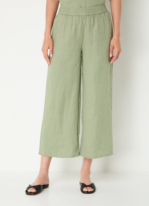Benetton High waist wide fit pantalon van linnen