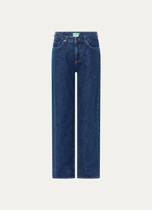 Benetton High waist wide leg jeans met donkere wassing - voorkant 4 jeans