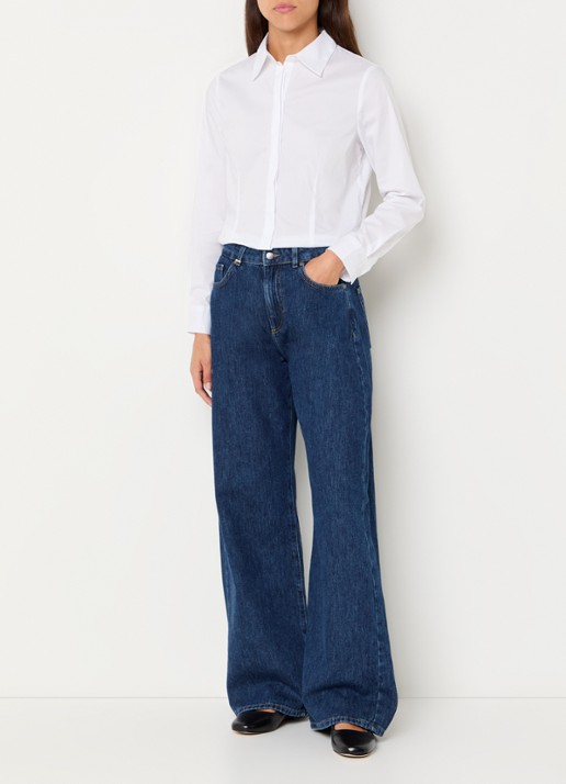 Benetton High waist wide leg jeans met donkere wassing - voorkant 5 jeans