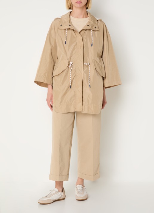 Benetton Jack met capuchon en klepzakken - voorkant 3 camel