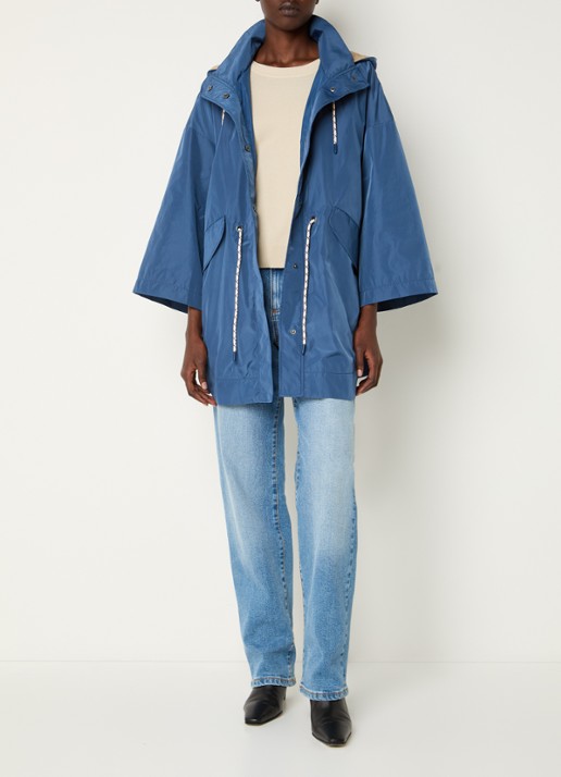 Benetton Jack met capuchon en klepzakken - voorkant 3 blauw