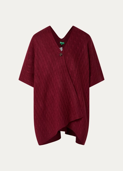 Benetton Kabelgebreide cape in kasjmierblend