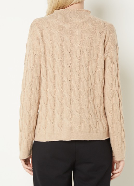 Benetton Kabelgebreide trui met col in kasjmierblend - achterkant 4 camel