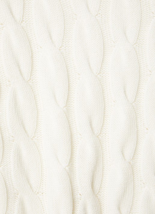 Benetton Kabelgebreide trui met col in kasjmierblend - detail 2 gebroken wit