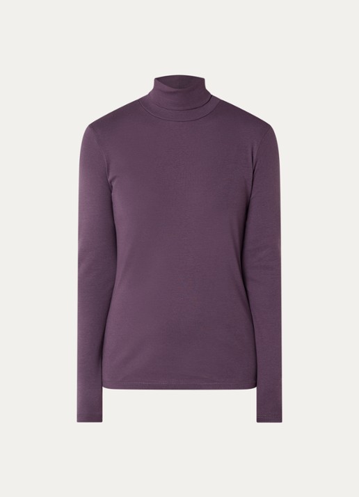 Benetton Longsleeve met col - voorkant aubergine