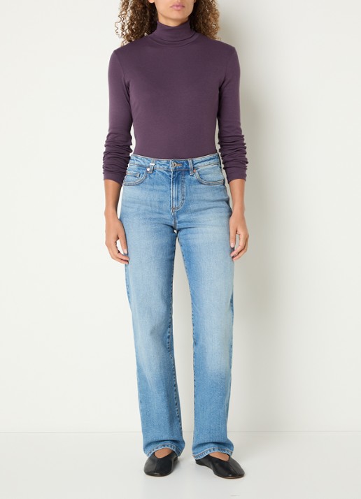 Benetton Longsleeve met col - voorkant 2 aubergine