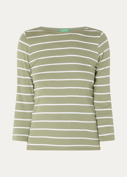 Benetton Longsleeve met streepprint - voorkant groen