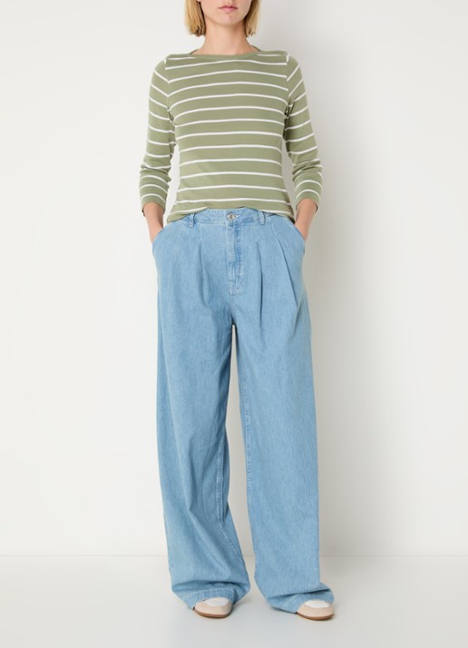 Benetton Longsleeve met streepprint - voorkant 2 groen