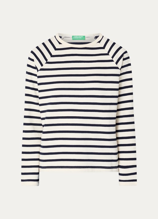 Benetton Longsleeve met streepprint - voorkant donkerblauw