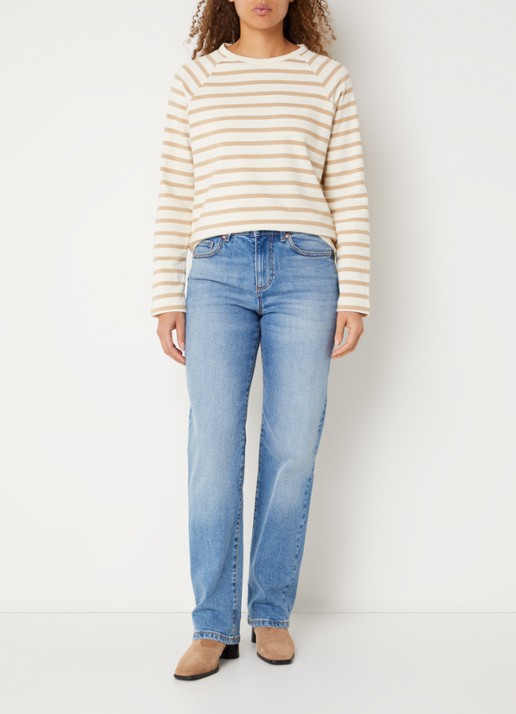 Benetton Longsleeve met streepprint - voorkant 2 camel