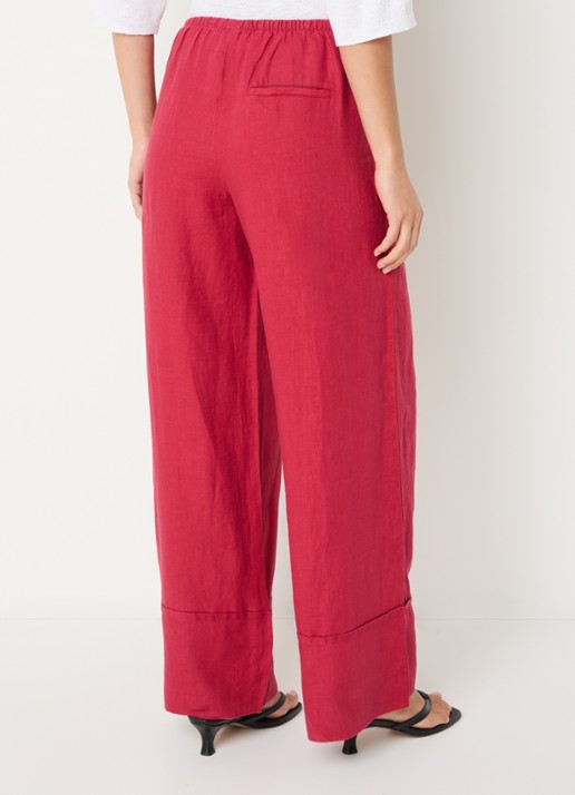Benetton Low waist broek van linnen met steekzakken - achterkant 4 cranberryrood