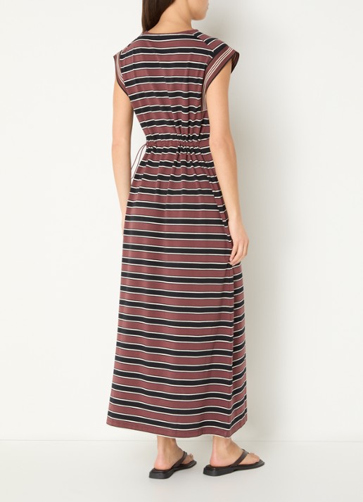 Benetton Maxi T-shirt jurk met streepprint  - achterkant 4 steenrood