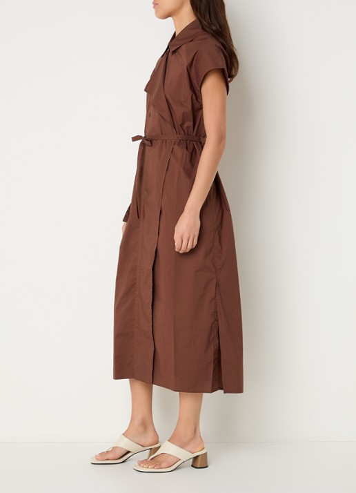 Benetton Maxi tuniekjurk met strikceintuur - voorkant 2 bruin