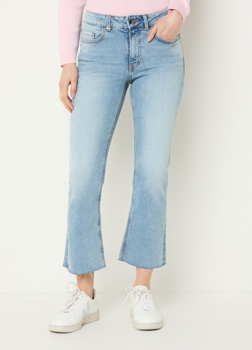 Benetton Mid waist cropped bootcut jeans met steekzakken - detail 3 lichtblauw