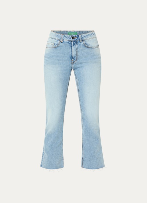 Benetton Mid waist cropped bootcut jeans met steekzakken - voorkant lichtblauw