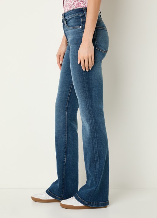 Benetton Mid waist flared jeans met medium wassing - detail 4 indigo