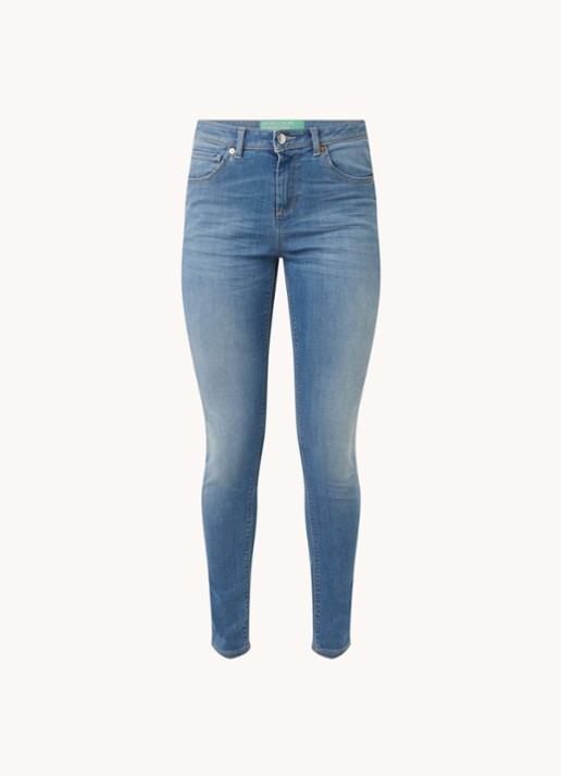 Benetton Mid waist skinny jeans met stretch - voorkant indigo