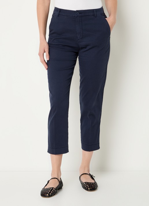 Benetton Mid waist slim fit cropped chino met steekzakken
