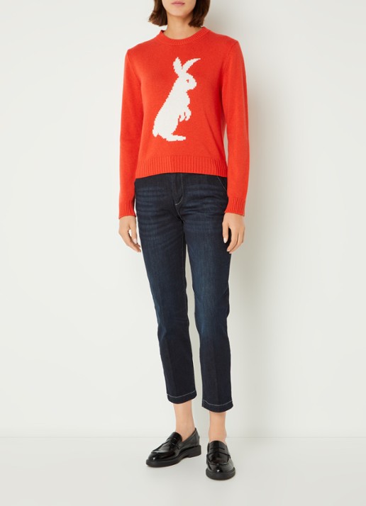 Benetton Mid waist slim fit jeans met verwassen afwerking - voorkant 4 jeans
