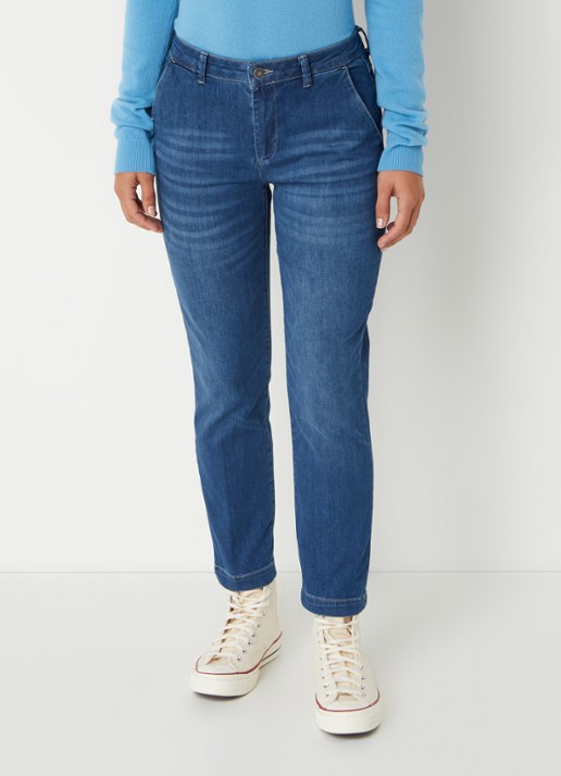 Benetton Mid waist slim fit jeans met verwassen afwerking