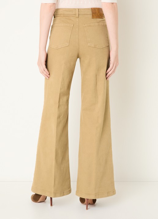 Benetton Mid waist wide fit jeans met gekleurde wassing - achterkant camel