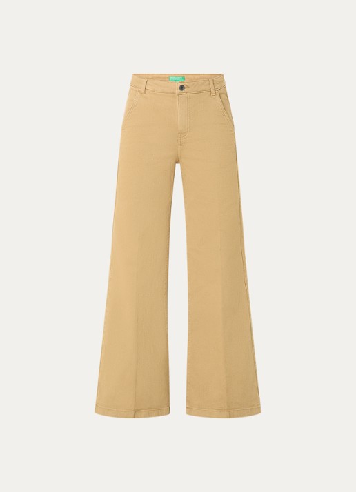 Benetton Mid waist wide fit jeans met gekleurde wassing - voorkant 3 camel
