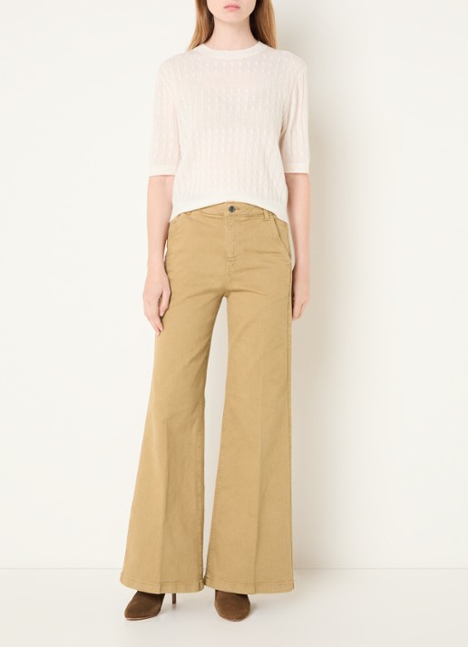 Benetton Mid waist wide fit jeans met gekleurde wassing - voorkant 4 camel