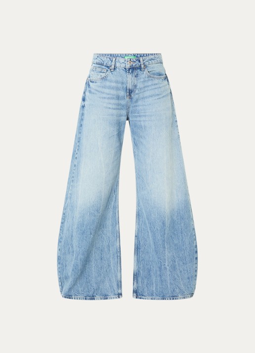 Benetton Mid waist wide fit jeans met steekzakken - voorkant lichtblauw