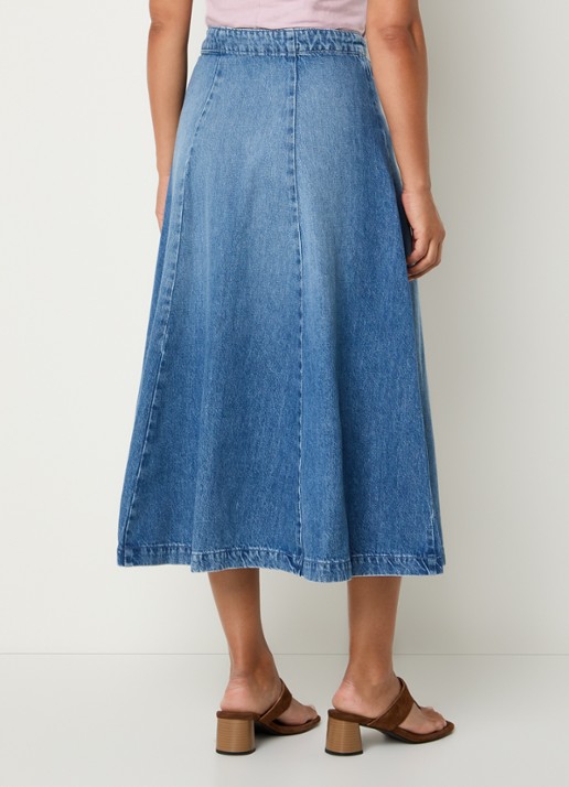 Benetton Midi A-lijn spijkerrok - achterkant 4 indigo