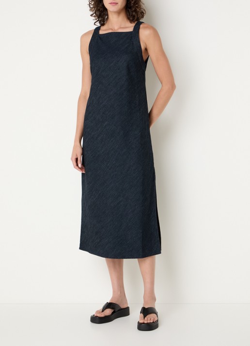 Benetton Midi jurk met split en rechthoekige hals