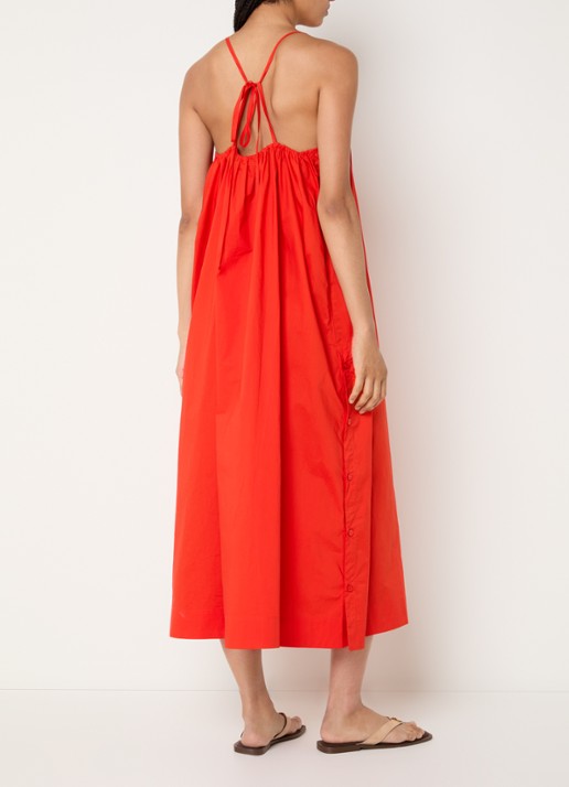 Benetton Midi jurk met split - achterkant 4 oranjerood