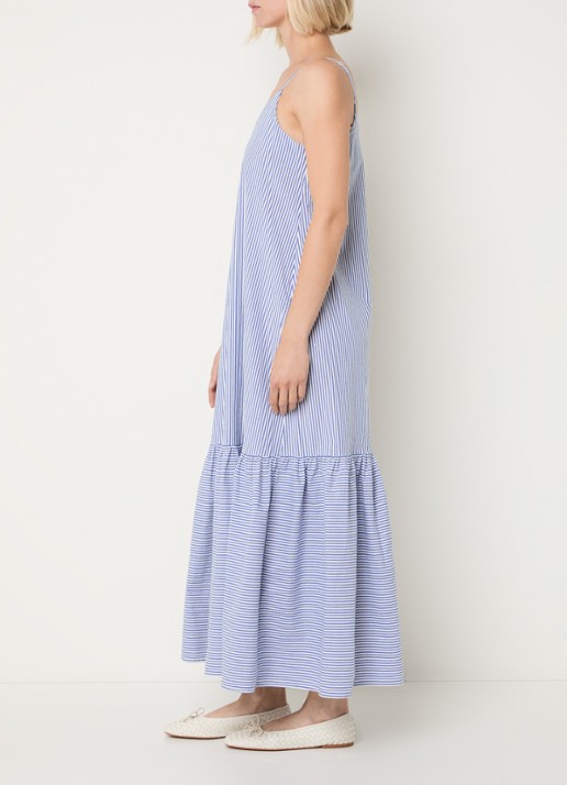 Benetton Midi jurk met streepprint - voorkant 3 blauw