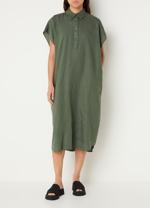 Benetton Midi jurk van linnen met steekzakken