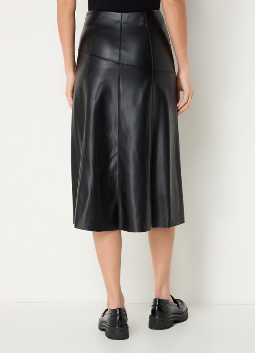 Benetton Midi rok van imitatieleer - achterkant zwart