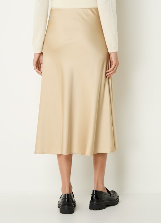 Benetton Midi rok van satijn met elastische band - achterkant 3 camel