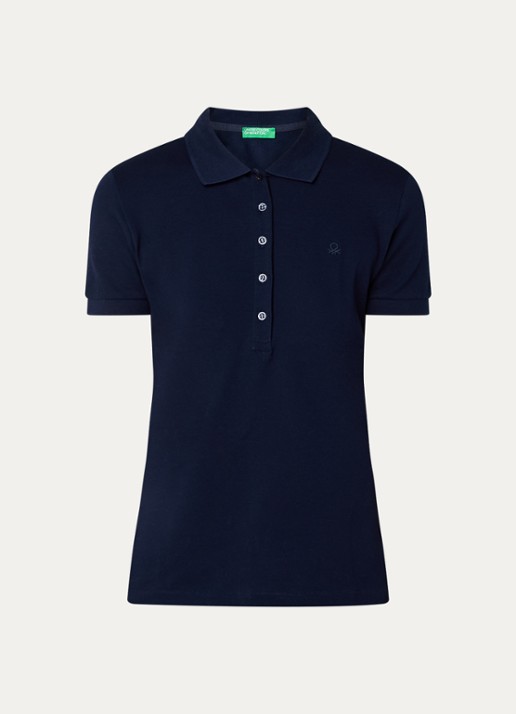 Benetton Polo met logo - voorkant 2 donkerblauw