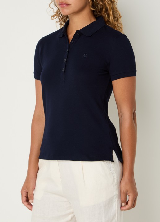Benetton Polo met logo - detail donkerblauw