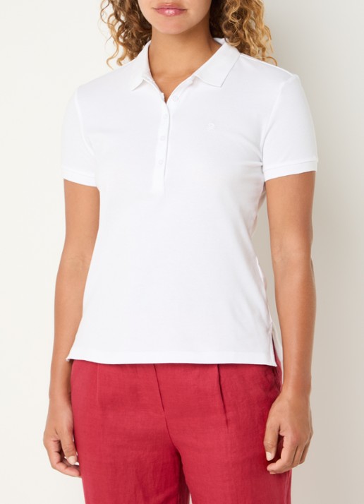 Benetton Polo met logo - detail gebroken wit