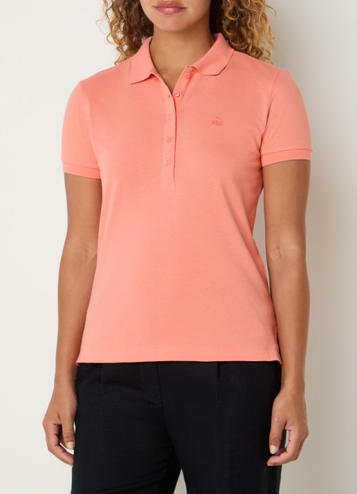 Benetton Polo met logo - detail 2 abrikoos