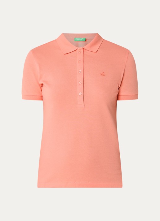 Benetton Polo met logo - voorkant 3 abrikoos