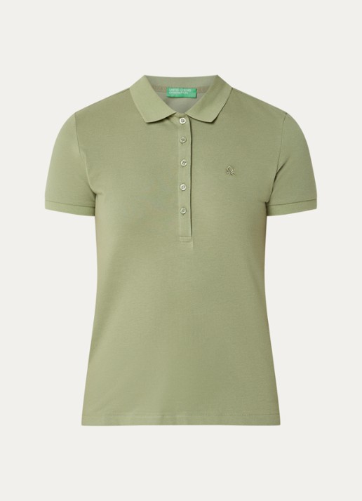 Benetton Polo met logo - voorkant lindegroen