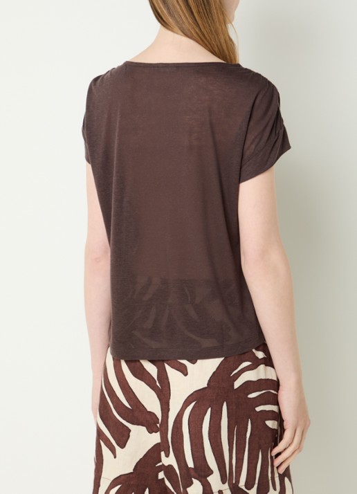 Benetton Semi-transparant T-shirt met ruches - achterkant 4 bruin