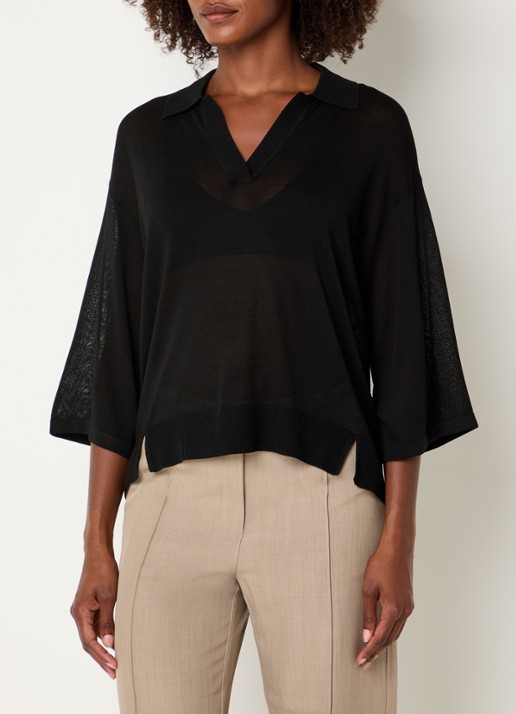 Benetton Semi-transparante top met polokraag