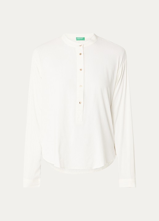 Benetton Semi-transparante tuniek met ronde hals - voorkant 2 creme