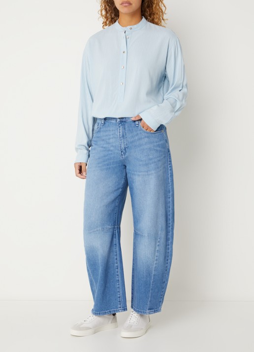 Benetton Semi-transparante tuniek met ronde hals - voorkant 2 staalblauw