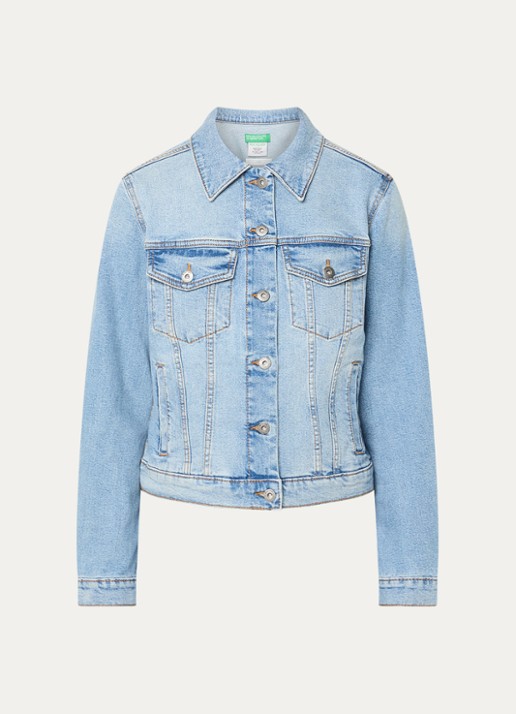 Benetton Spijkerjas met borstzakken - voorkant 3 lichtblauw